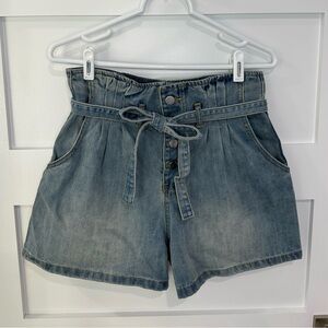 NWT Böhme Light Wash Paper Bag Denim Shorts Sz S